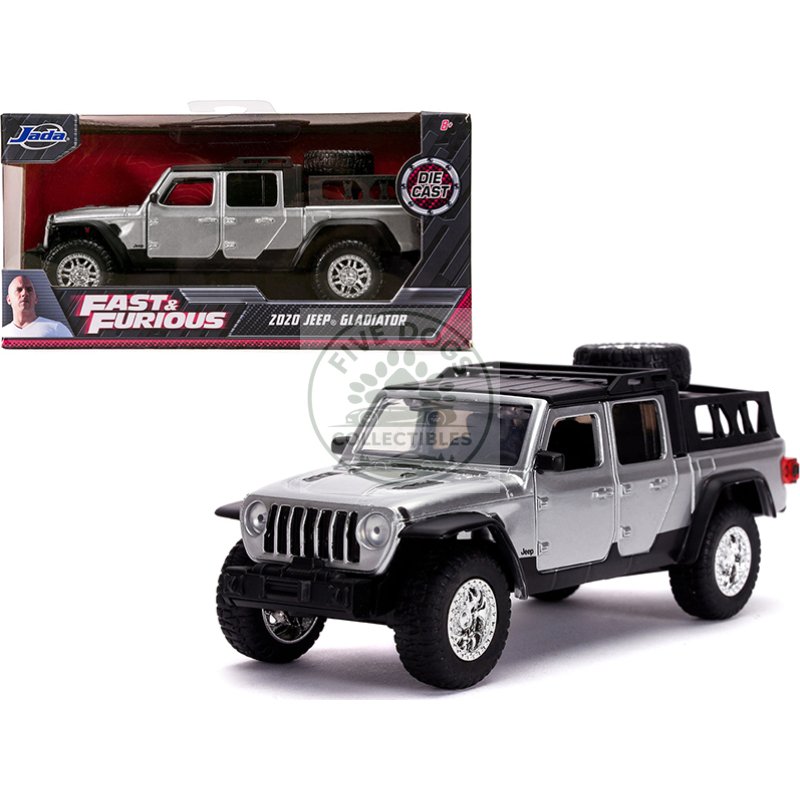 2020 jeep gladiator pickup truck silver with black top "fast & furious" movie 1/32 diecast model car by jada