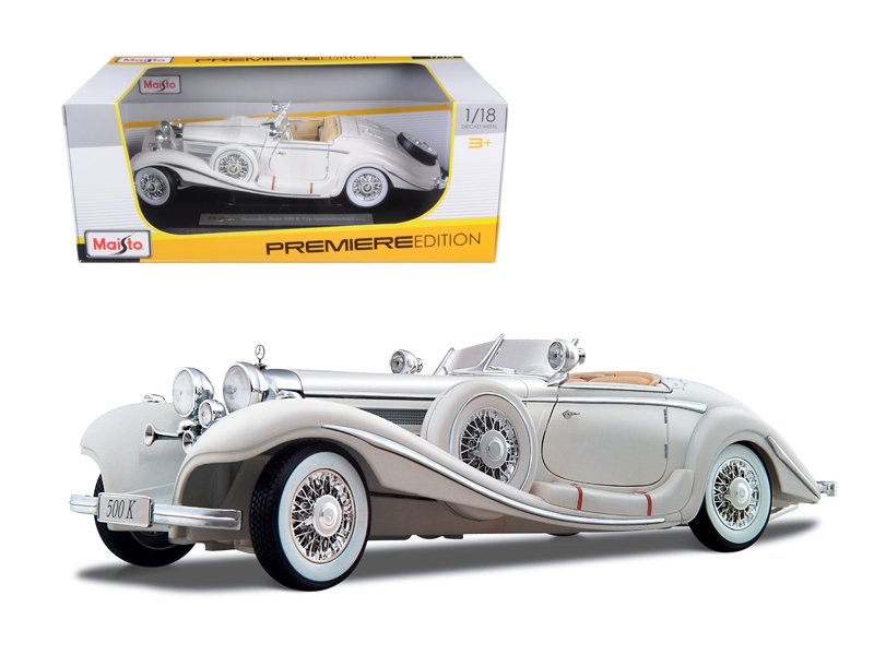 1936 mercedes benz 500 k special roadster white 1/18 diecast model car by maisto 1936 mercedes benz 500 k special roadster white 1/18 diecast model car by maisto