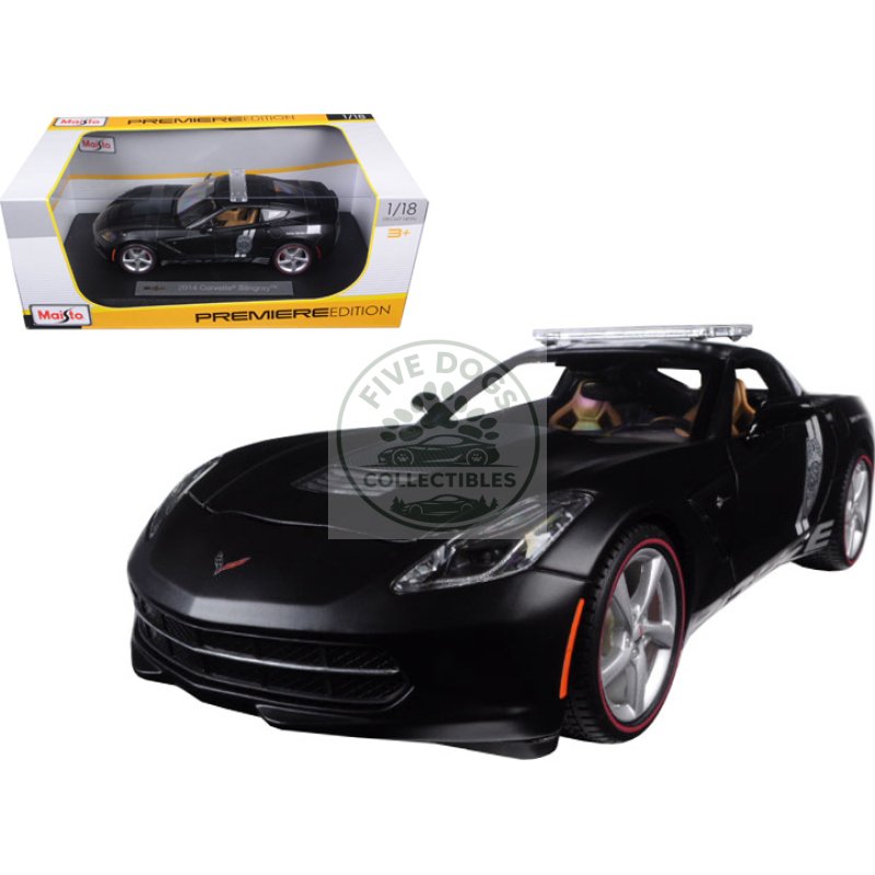 2014 chevrolet corvette c7 stingray police matt black 1/18 diecast model car by maisto