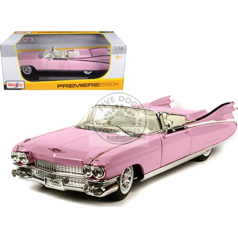1959 cadillac eldorado biarritz convertible pink 1/18 diecast model car by maisto