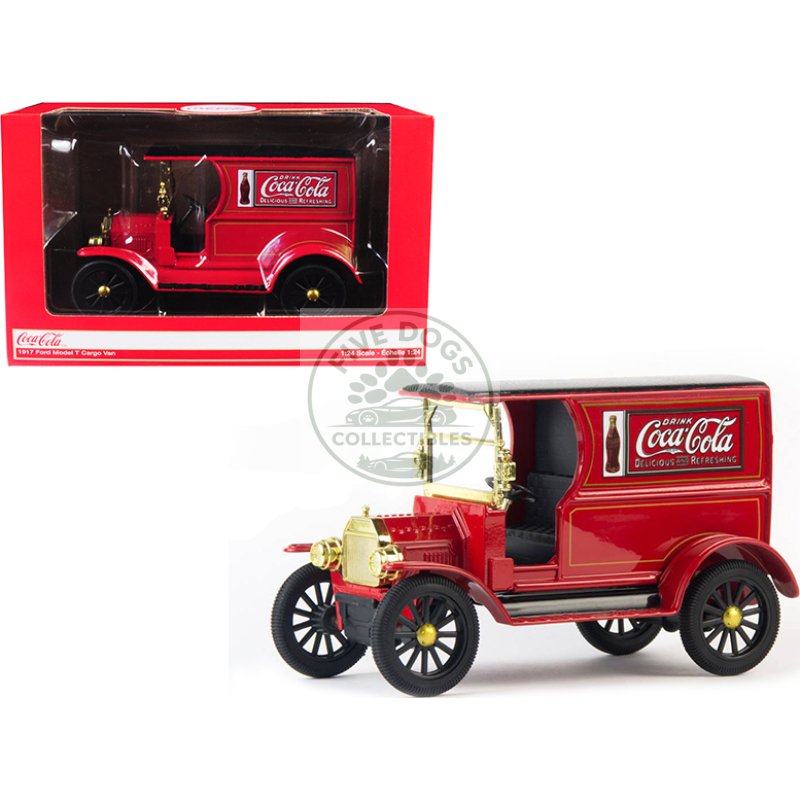 1917 ford model t cargo van "coca cola" red with black top 1/24 diecast model car by motorcity classics