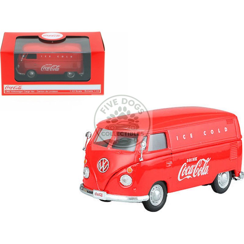 1962 volkswagen coca cola cargo van red 1/43 diecast model by motorcity classics