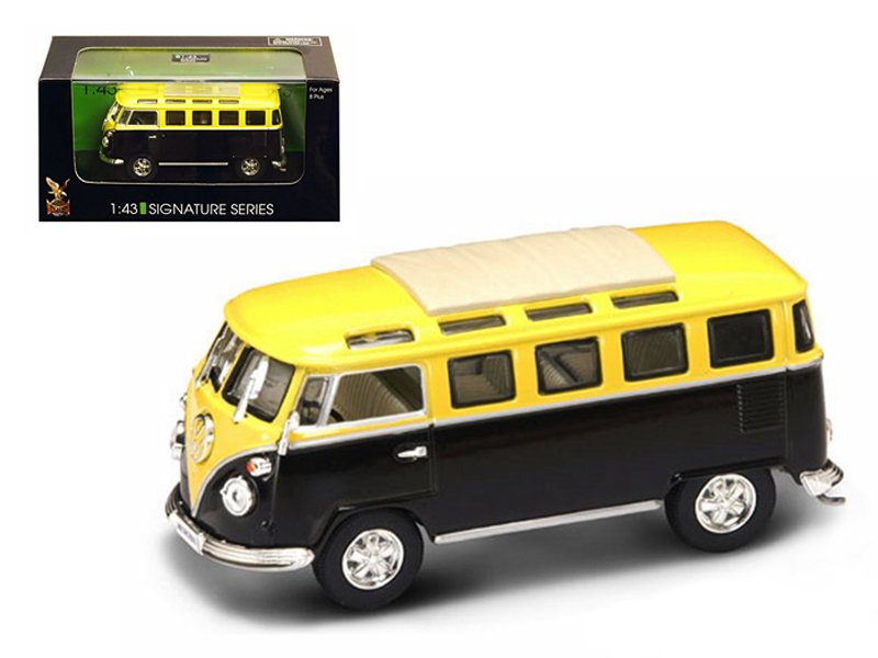 1962 volkswagen microbus van bus yellow/black 1/43 diecast car by road signature 1962 volkswagen microbus van bus yellow/black 1/43 diecast car by road signature