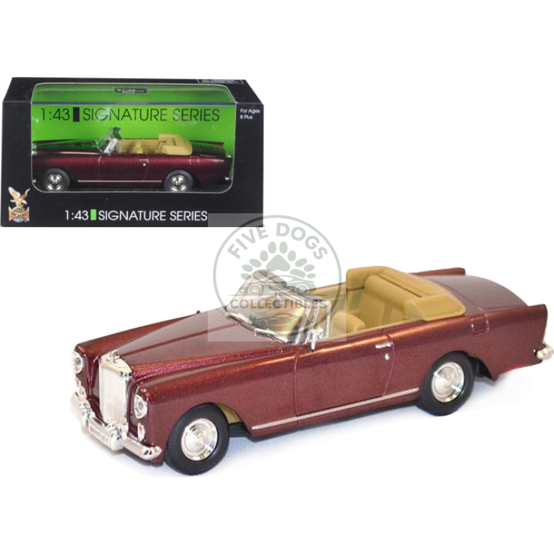 1961 bentley continental s2 park ward dhc convertible burgundy 1/43 diecast car model by road signature
