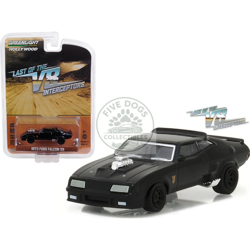 1973 ford falcon xb black "last of the v8 interceptors" (1979) movie "hollywood series" release 17 1/64 diecast model car by greenlight