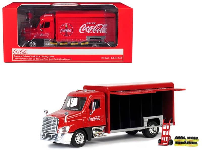beverage delivery truck "coca cola" with handcart and 4 bottle cases 1/50 diecast model by motorcity classics beverage delivery truck "coca cola" with handcart and 4 bottle cases 1/50 diecast model by motorcity classics