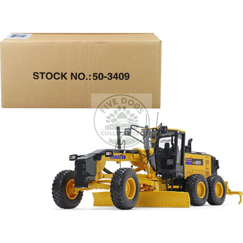 komatsu gd655 6 motor grader with ripper 1/50 diecast model by first gear