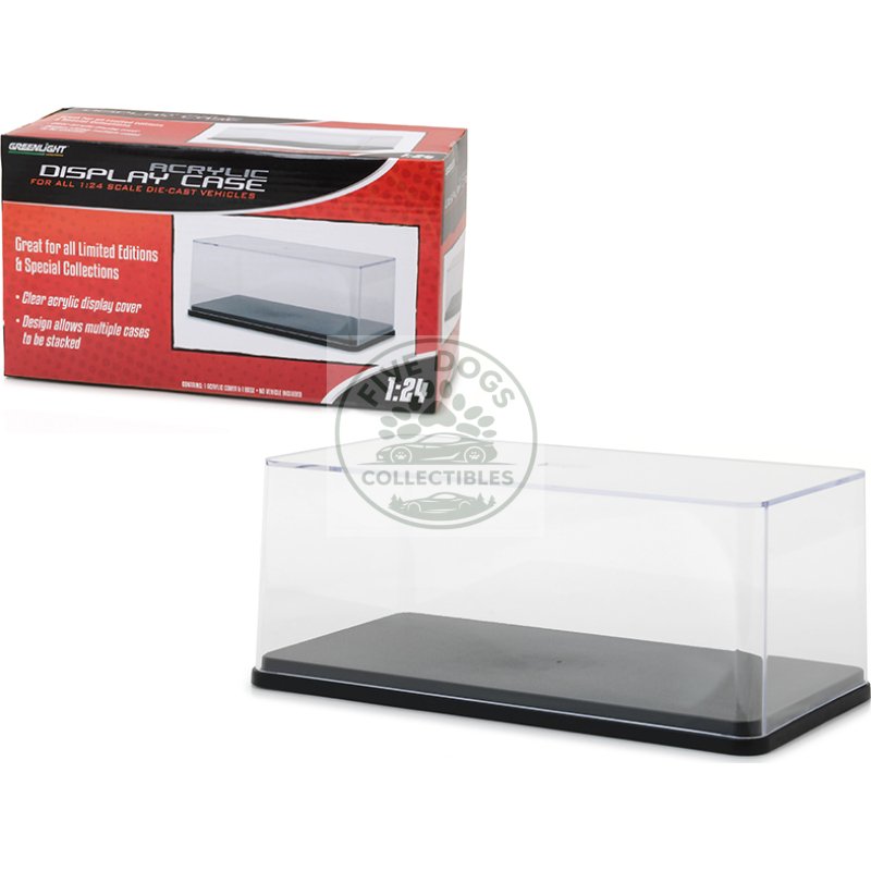 collectible display show case with black plastic base for 1/24 scale models by greenlight