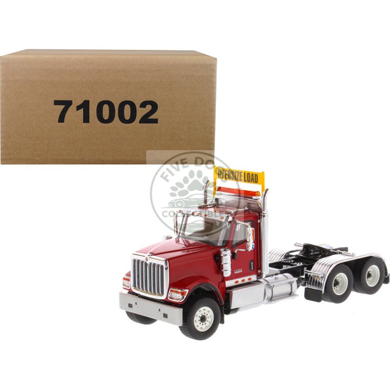 international hx520 day cab tandem tractor red 1/50 diecast model by diecast masters