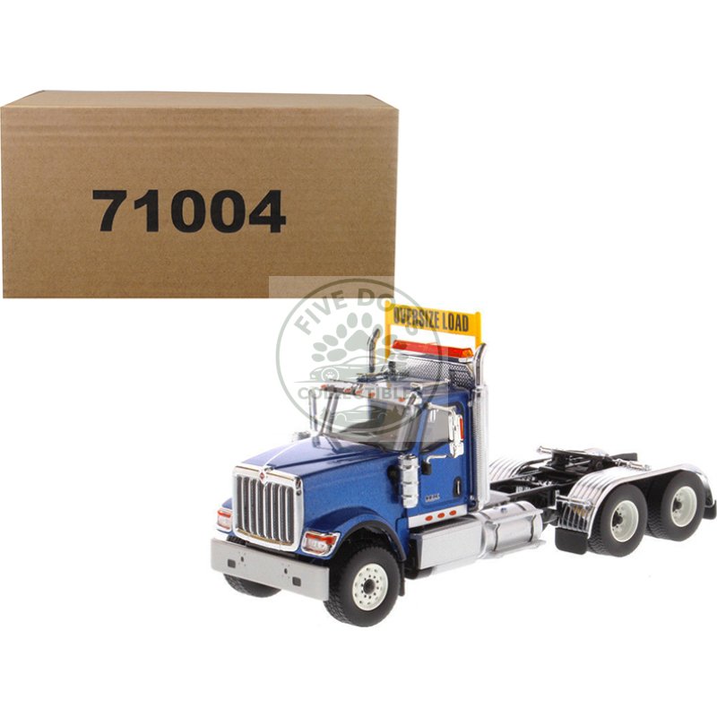 international hx520 day cab tandem tractor blue 1/50 diecast model by diecast masters