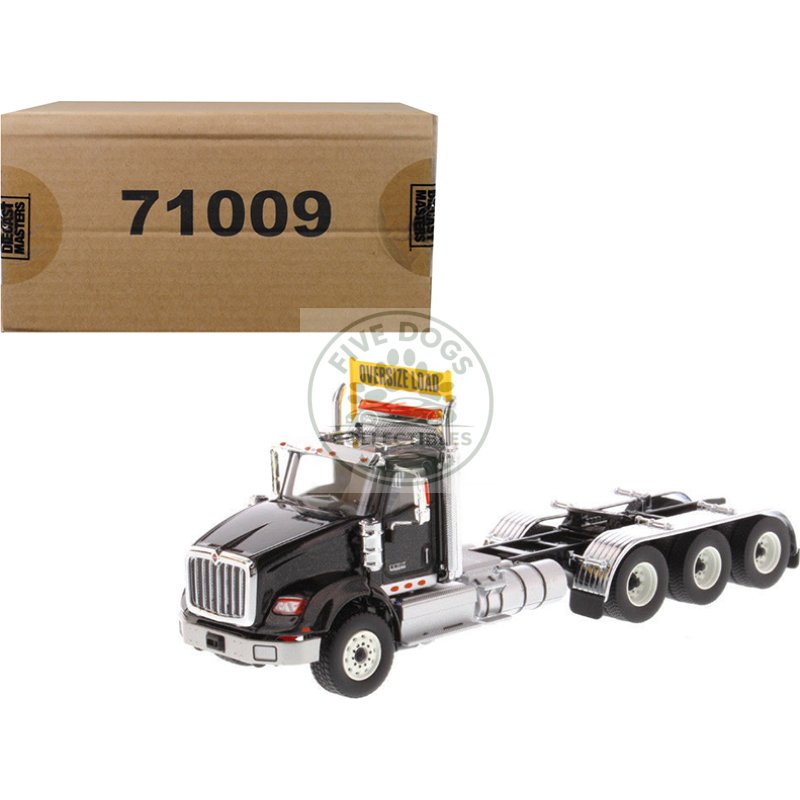 international hx620 day cab tridem tractor black 1/50 diecast model by diecast masters