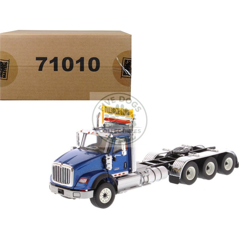 international hx620 day cab tridem tractor blue 1/50 diecast model by diecast masters