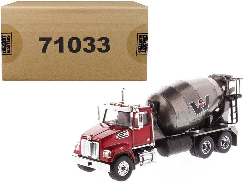 western star 4700 sf concrete mixer truck metallic red with gray body 1/50 diecast model by diecast masters western star 4700 sf concrete mixer truck metallic red with gray body 1/50 diecast model by diecast masters