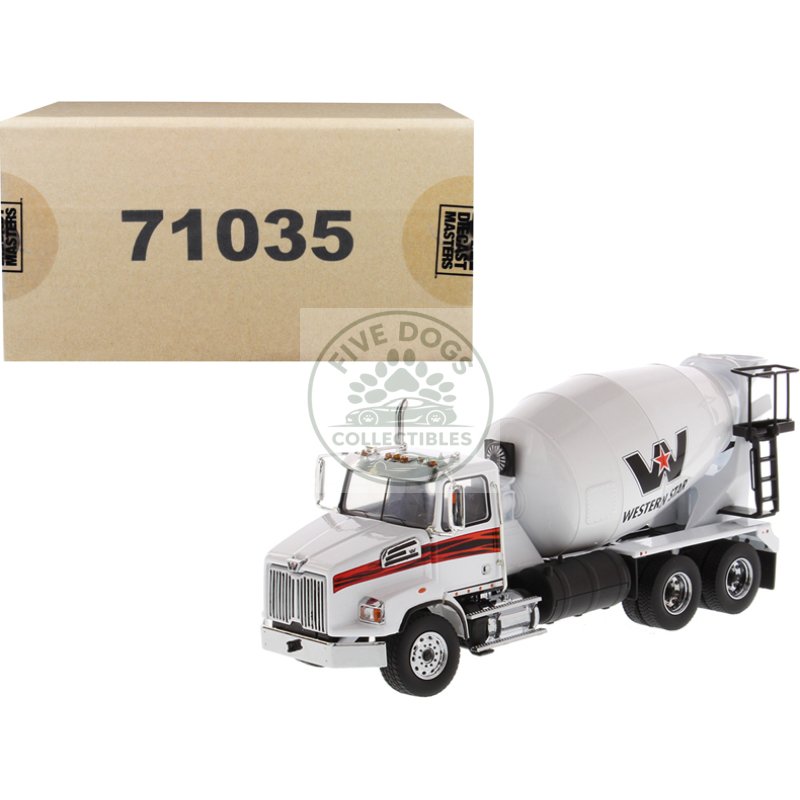 western star 4700 sb concrete mixer truck white 1/50 diecast model by diecast masters