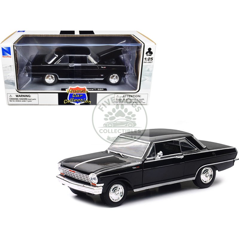 1964 chevrolet nova ss black "muscle car collection" 1/25 diecast model car by new ray