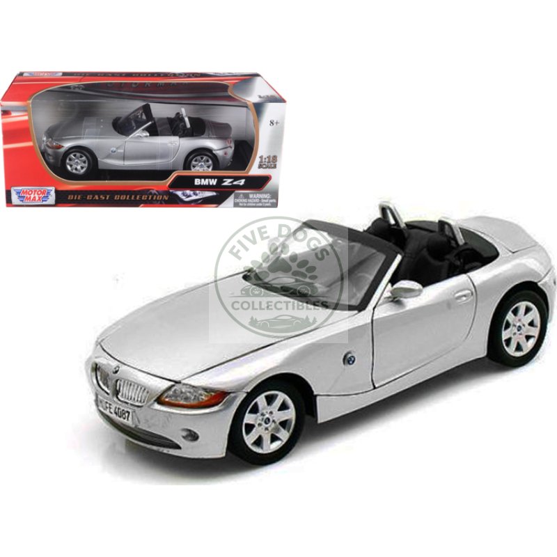 bmw z4 convertible silver 1/18 diecast model car by motormax