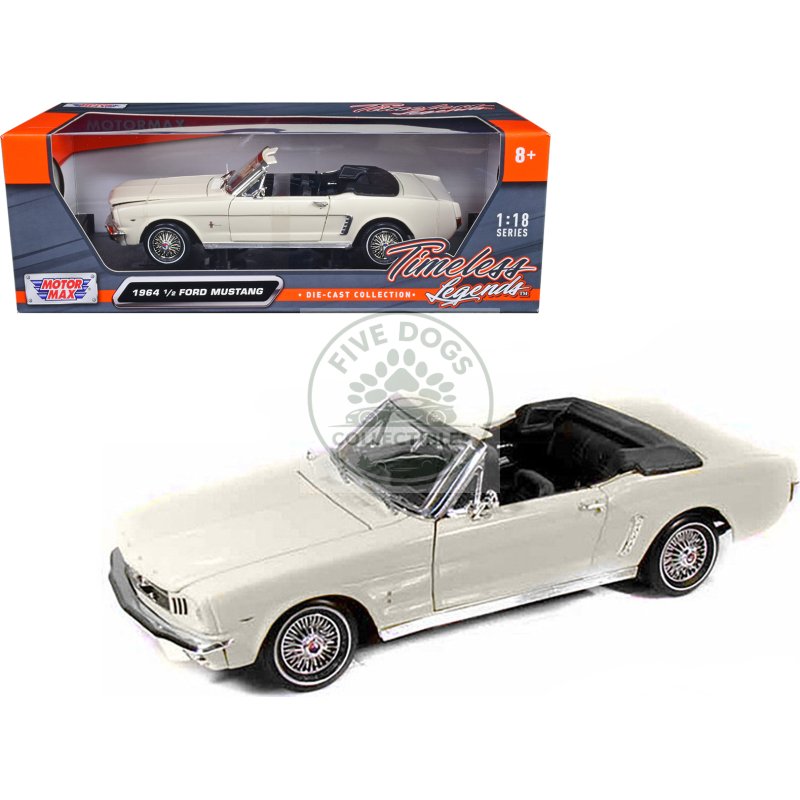 1964 1/2 ford mustang convertible cream 1/18 diecast car model by motormax
