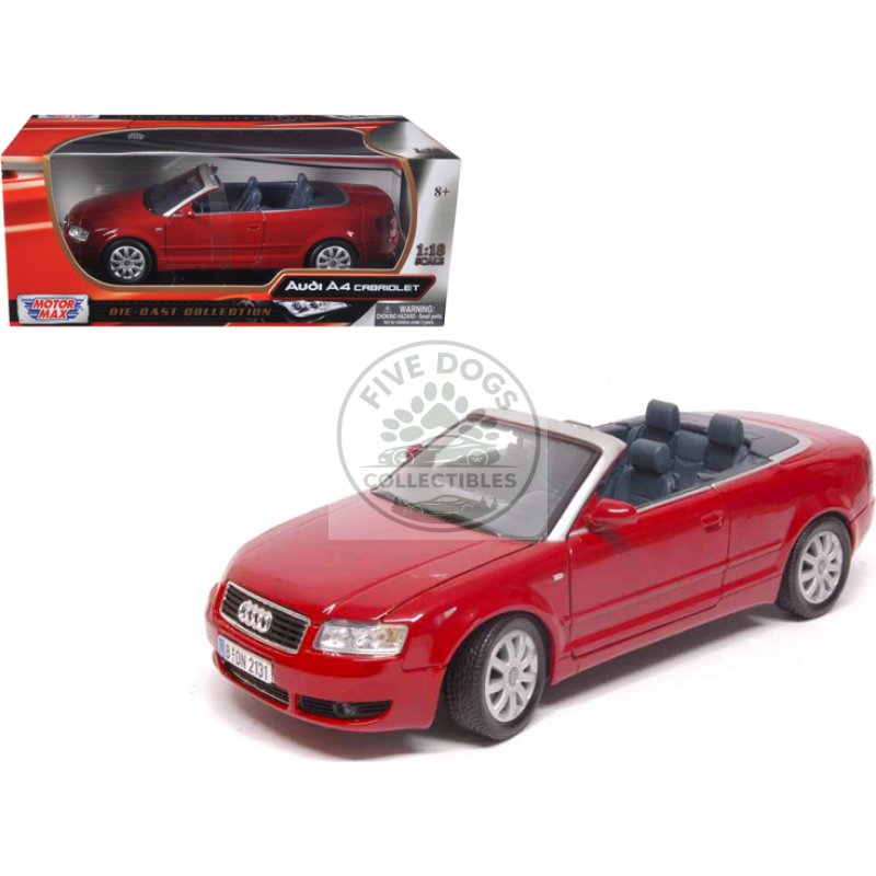 audi a4 red convertible 1/18 diecast model car by motormax