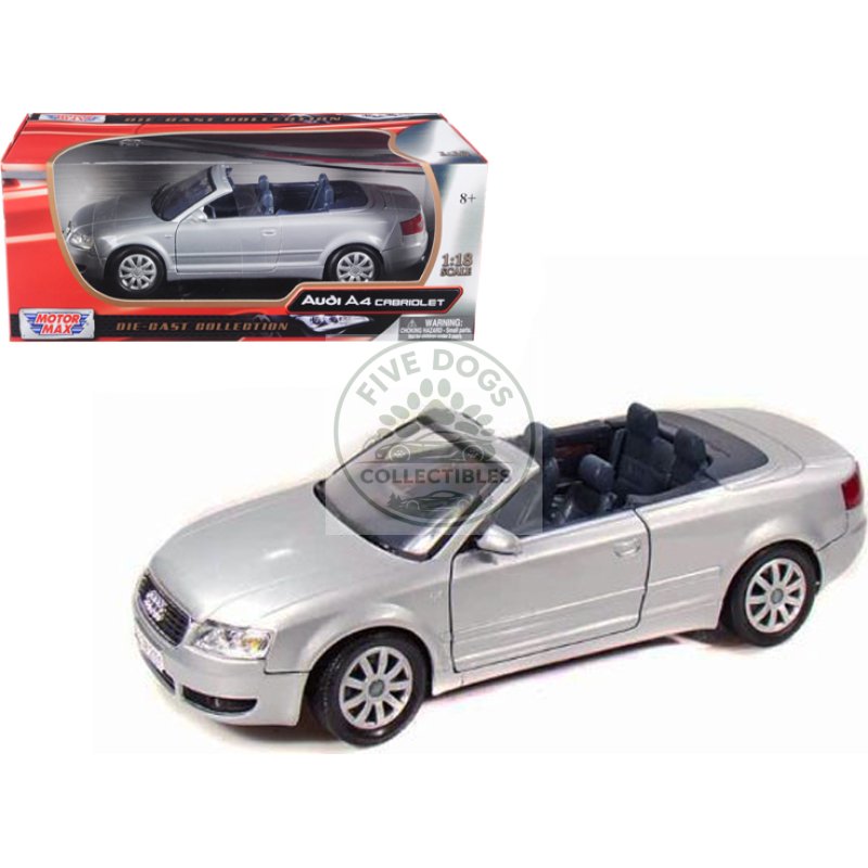 2004 audi a4 cabriolet silver 1/18 diecast model car by motormax