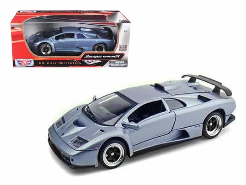 Lamborghini Diablo GT Diecast Model Car Lamborghini Diablo GT diecast model car in silver, detailed collectible toy for car enthusiasts.
