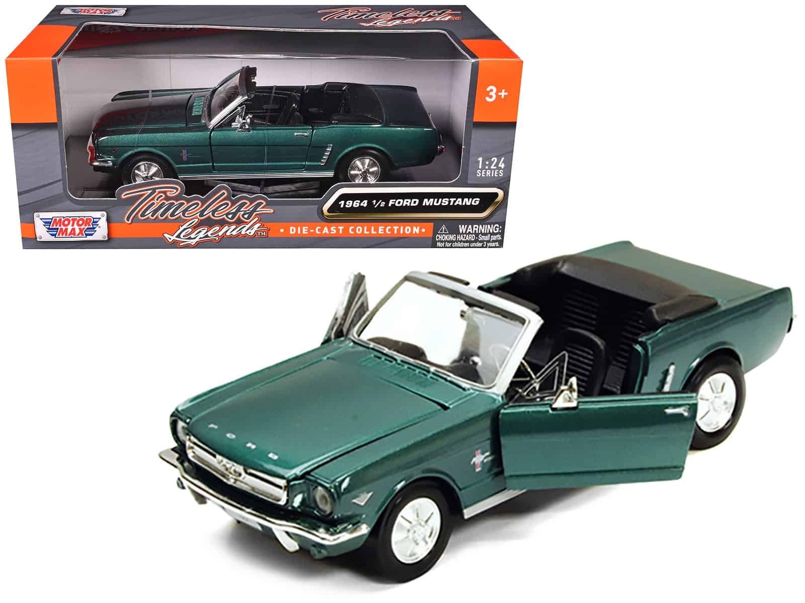 1964 1/2 ford mustang convertible green metallic 1/24 diecast model car by motormax 1964 1/2 ford mustang convertible green metallic 1/24 diecast model car by motormax