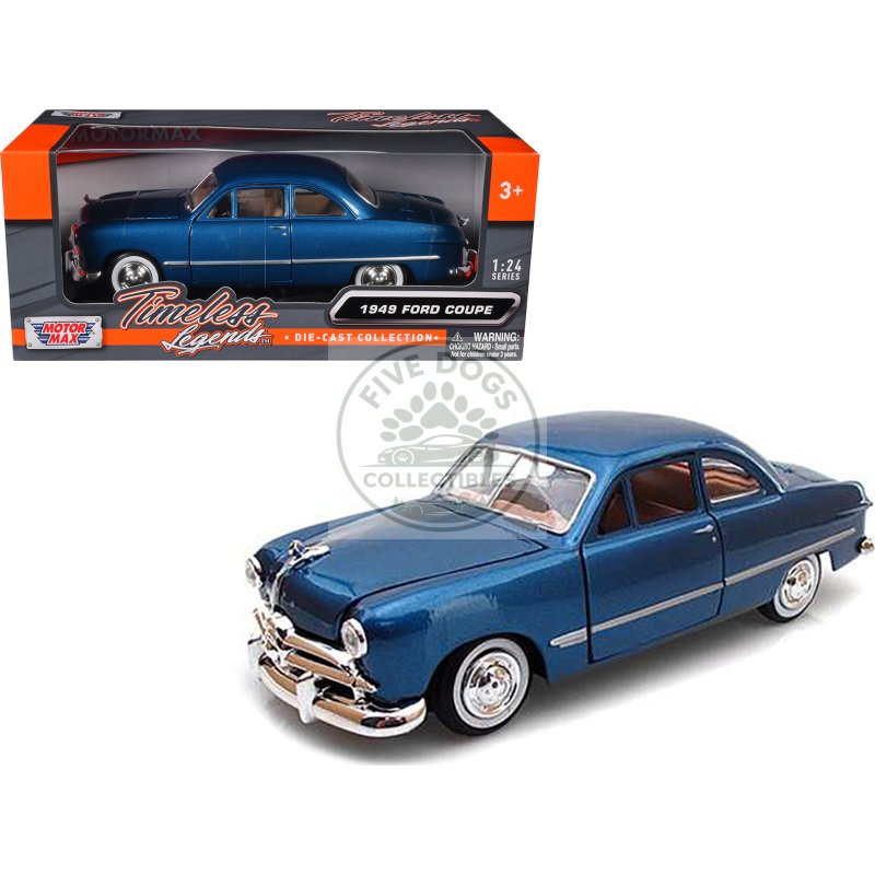 1949 ford coupe blue 1/24 diecast model car by motormax
