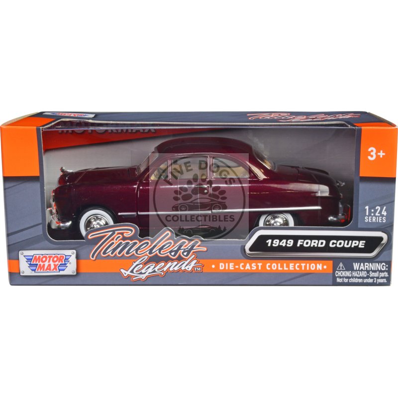 1949 ford coupe burgundy 1/24 diecast model car by motormax