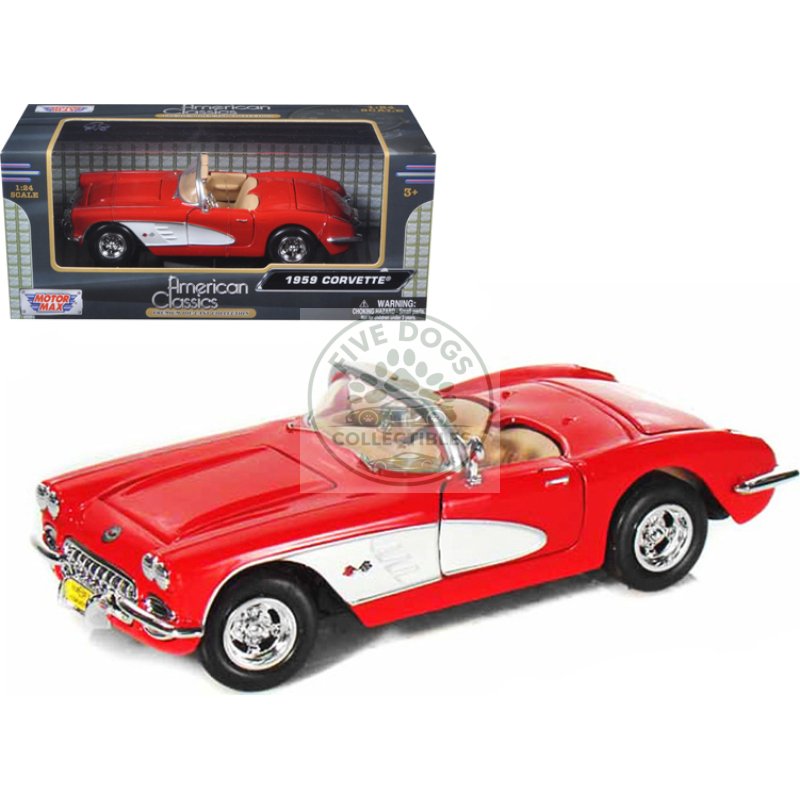1959 chevrolet corvette convertible red 1/24 diecast model car by motormax