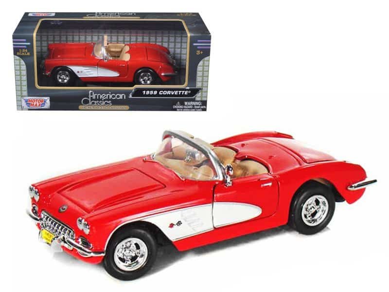 1959 chevrolet corvette convertible red 1/24 diecast model car by motormax 1959 chevrolet corvette convertible red 1/24 diecast model car by motormax