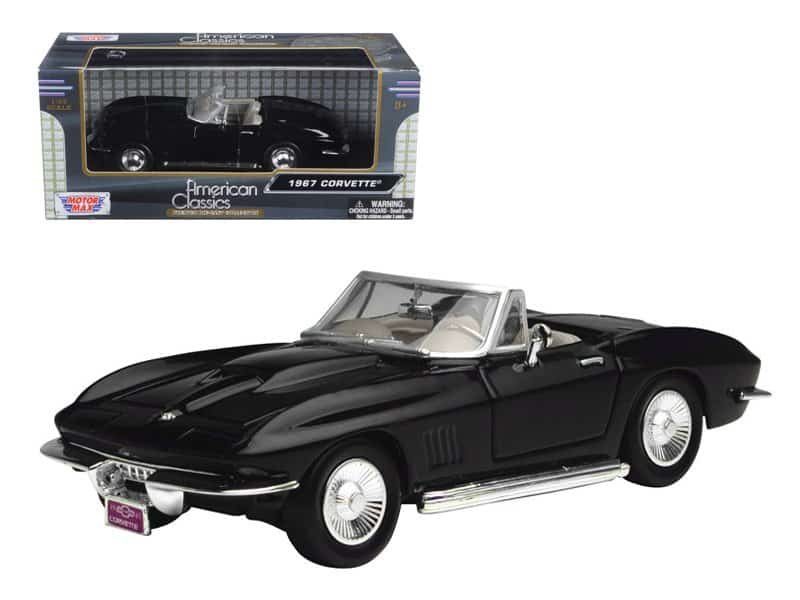 1967 chevrolet corvette convertible black 1/24 diecast model car by motormax 1967 chevrolet corvette convertible black 1/24 diecast model car by motormax