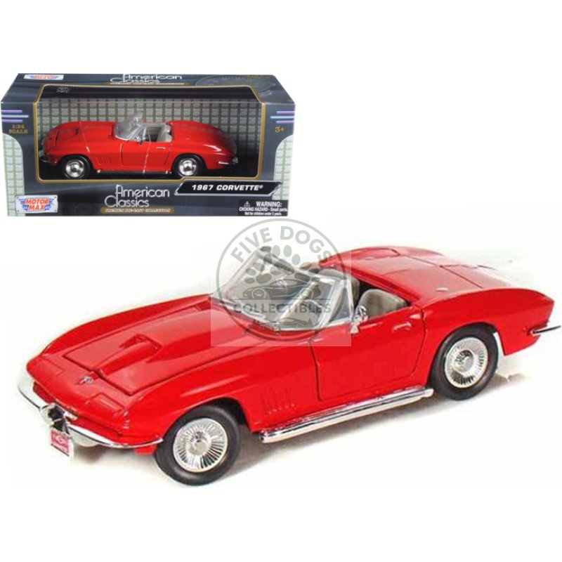 1967 chevrolet corvette convertible red 1/24 diecast model car by motormax