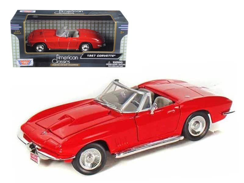 1967 chevrolet corvette convertible red 1/24 diecast model car by motormax 1967 chevrolet corvette convertible red 1/24 diecast model car by motormax