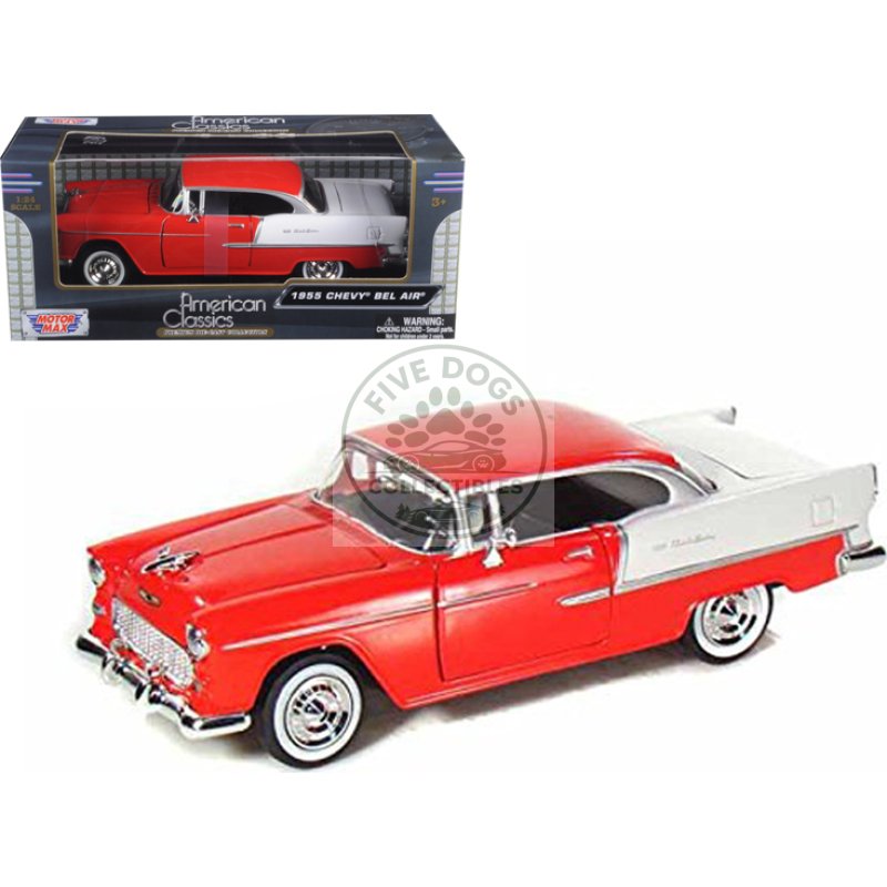 1955 chevrolet bel air red 1/24 diecast model car by motormax