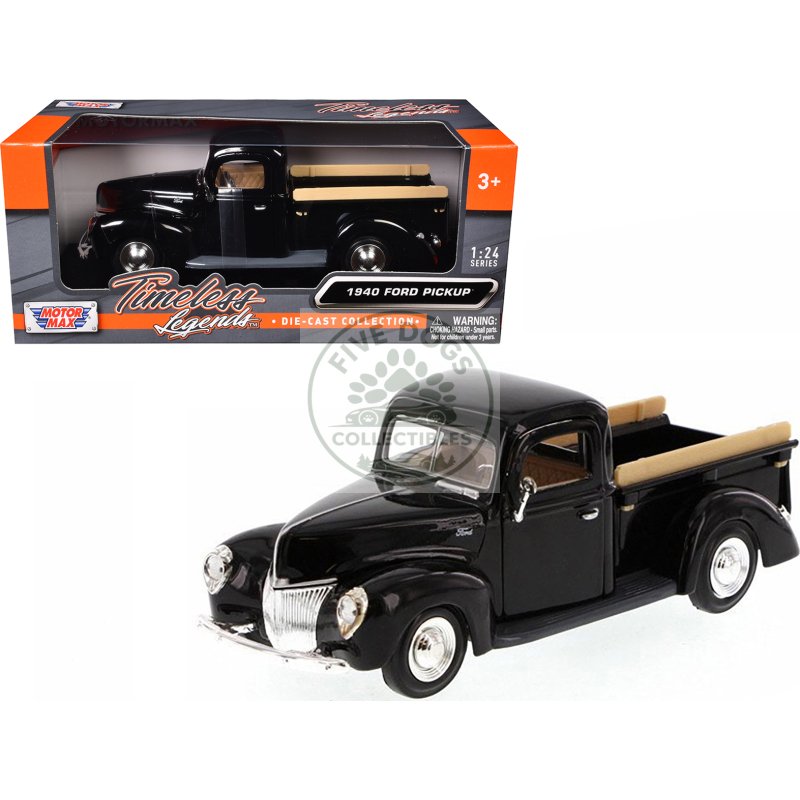 1940 ford pickup truck black 1/24 diecast model car by motormax