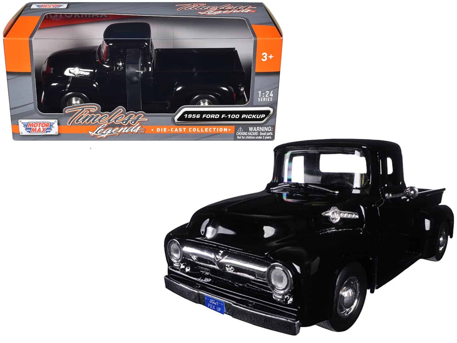 1956 ford f 100 pickup truck black 1/24 diecast model by motormax 1956 ford f 100 pickup truck black 1/24 diecast model by motormax