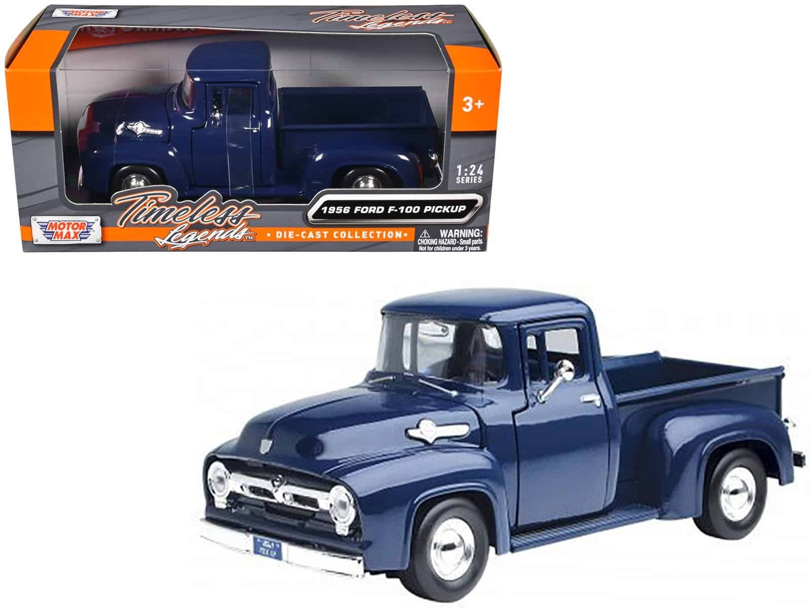 1956 ford f 100 pickup truck blue 1/24 diecast model car by motormax 1956 ford f 100 pickup truck blue 1/24 diecast model car by motormax