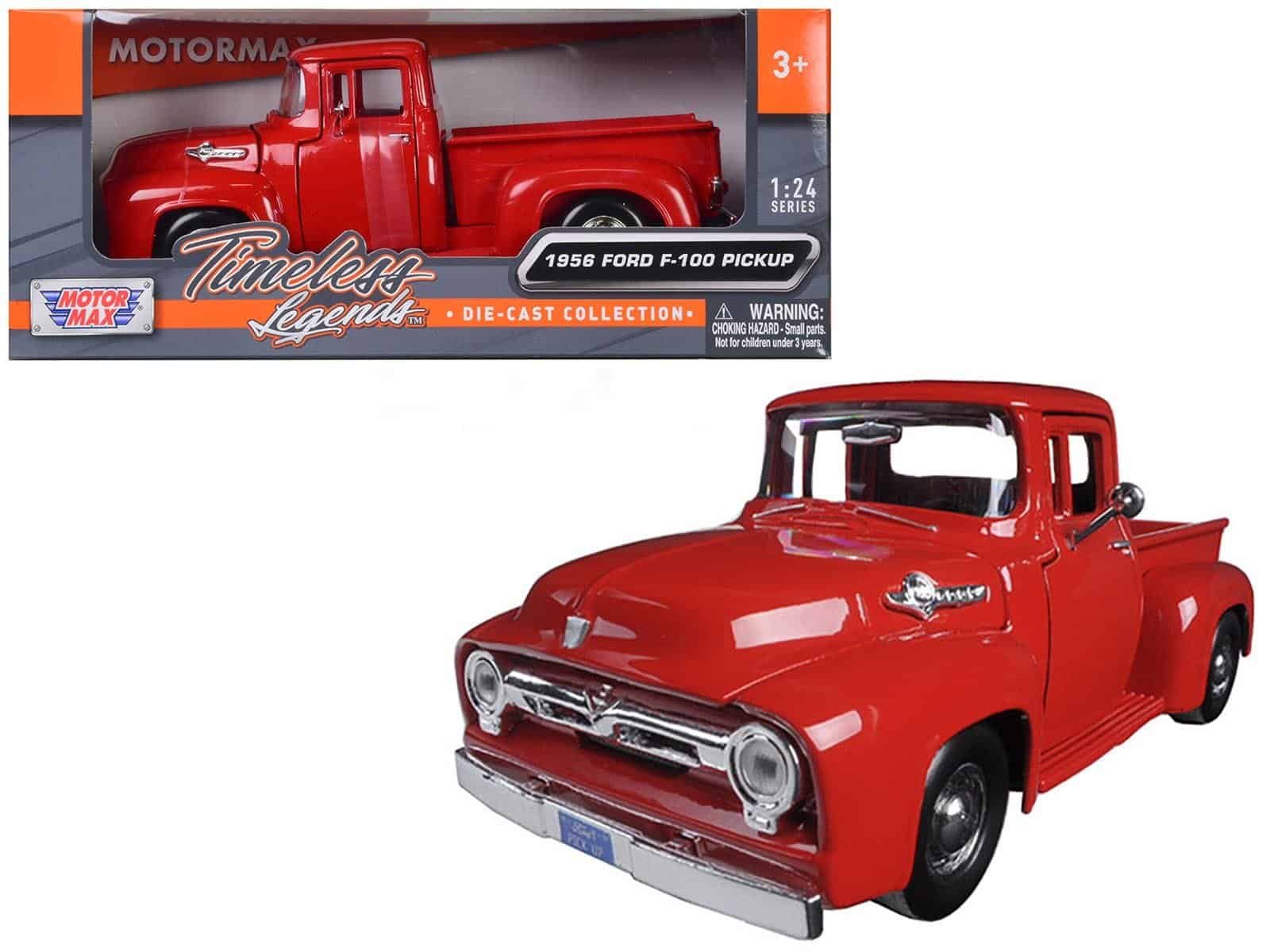 1956 ford f 100 pickup red 1/24 diecast model car by motormax 1956 ford f 100 pickup red 1/24 diecast model car by motormax