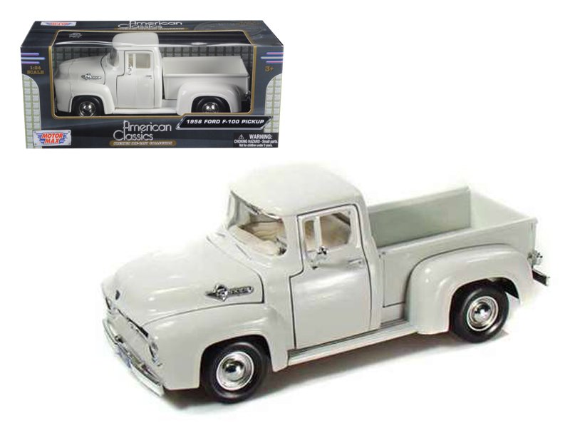 1956 ford f 100 pickup truck white 1/24 diecast model car by motormax 1956 ford f 100 pickup truck white 1/24 diecast model car by motormax