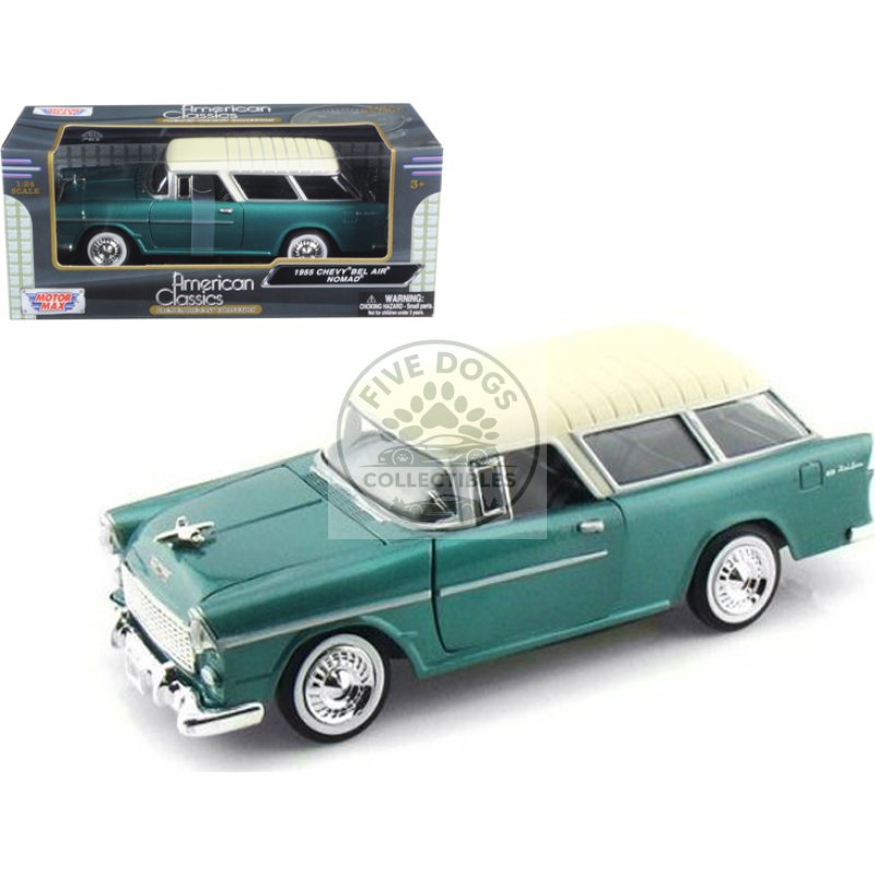 1955 chevrolet nomad green 1/24 diecast model car by motormax
