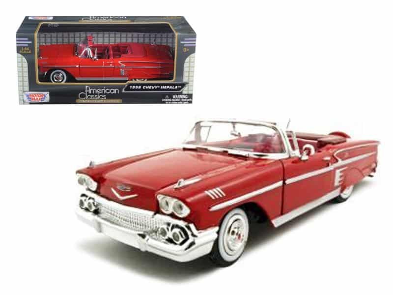 1958 chevrolet impala convertible red 1/24 diecast model car by motormax 1958 chevrolet impala convertible red 1/24 diecast model car by motormax