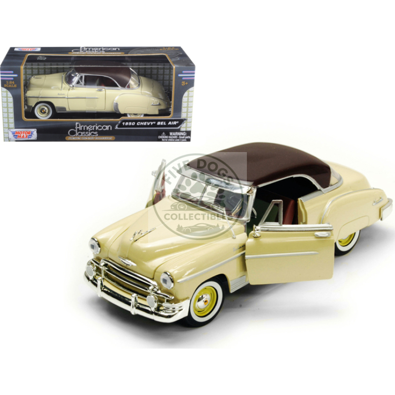 1950 chevrolet bel air cream 1/24 diecast model car by motormax