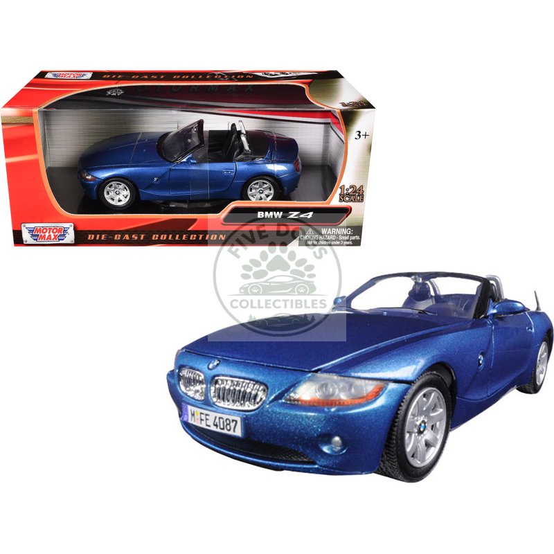 bmw z4 convertible blue metallic 1/24 diecast model car by motormax