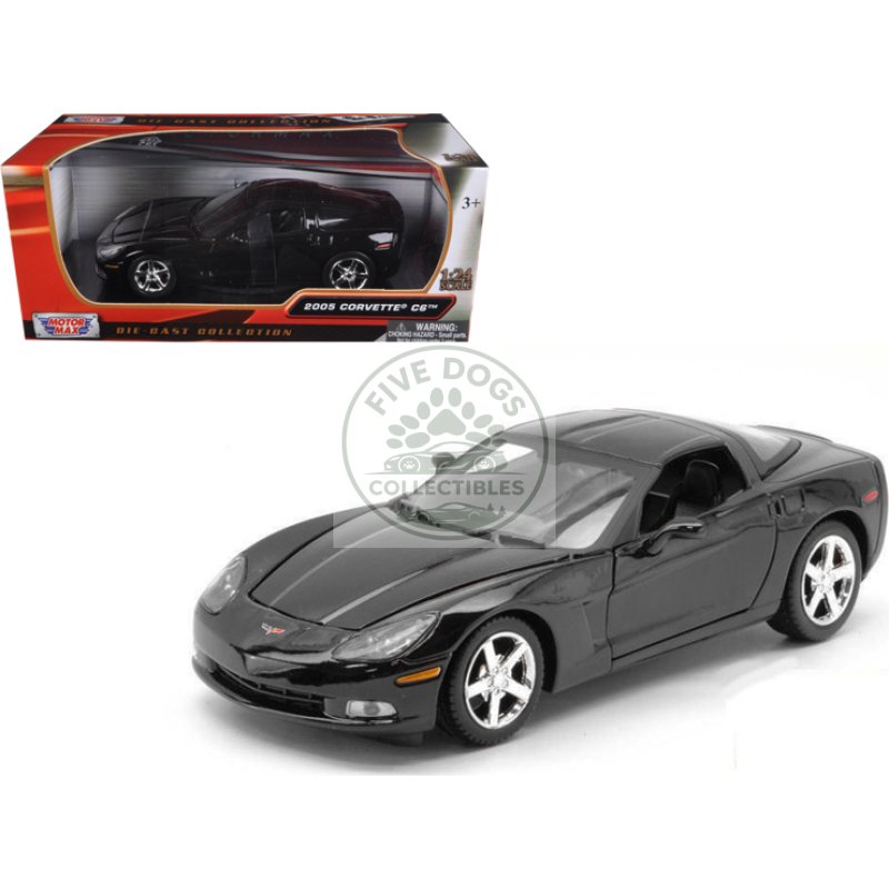 2005 chevrolet corvette c6 coupe black 1/24 diecast model car by motormax