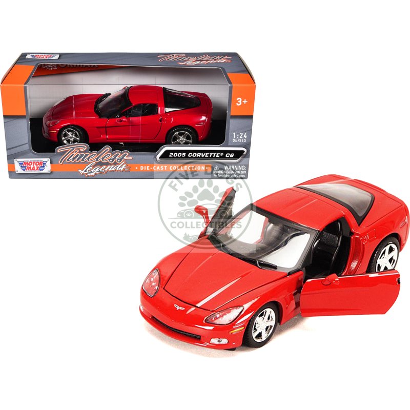 2005 chevrolet corvette c6 coupe red 1/24 diecast model car by motormax