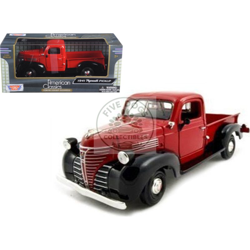 1941 plymouth pickup red 1/24 diecast model car by motormax