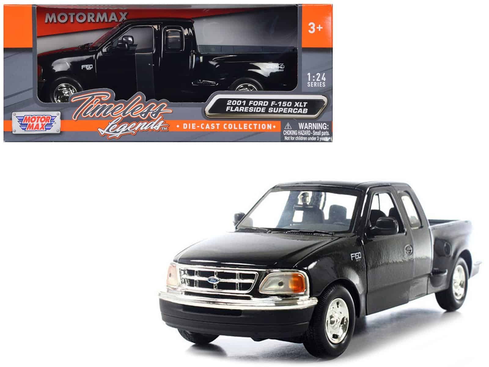 2001 ford f 150 xlt flareside supercab pickup truck black 1/24 diecast car model by motormax 2001 ford f 150 xlt flareside supercab pickup truck black 1/24 diecast car model by motormax