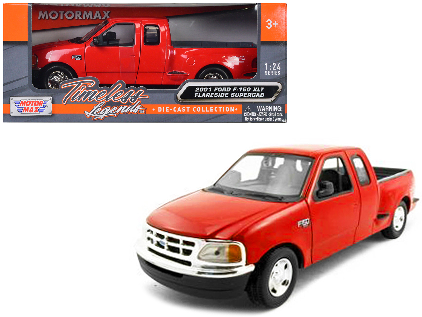 2001 ford f 150 xlt flareside supercab pickup truck red 1/24 diecast model car by motormax 2001 ford f 150 xlt flareside supercab pickup truck red 1/24 diecast model car by motormax