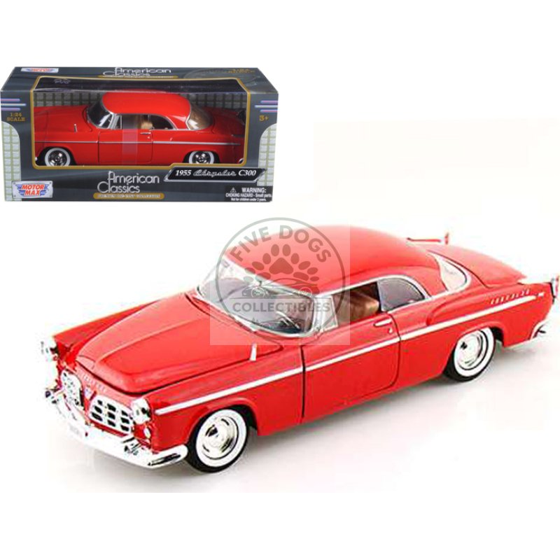 1955 chrysler c300 red 1/24 diecast model car by motormax