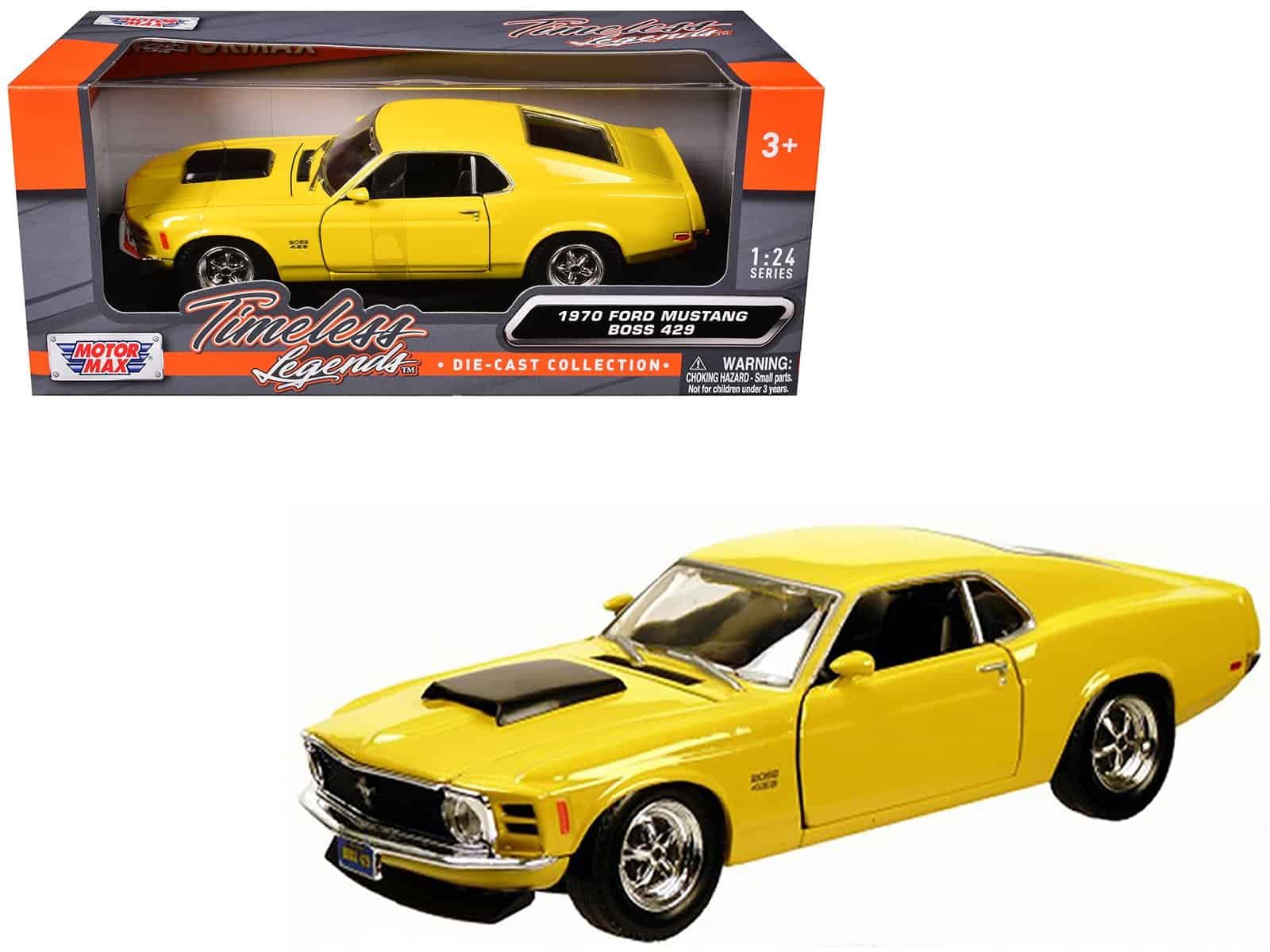1970 ford mustang boss 429 yellow 1/24 diecast model car by motormax 1970 ford mustang boss 429 yellow 1/24 diecast model car by motormax