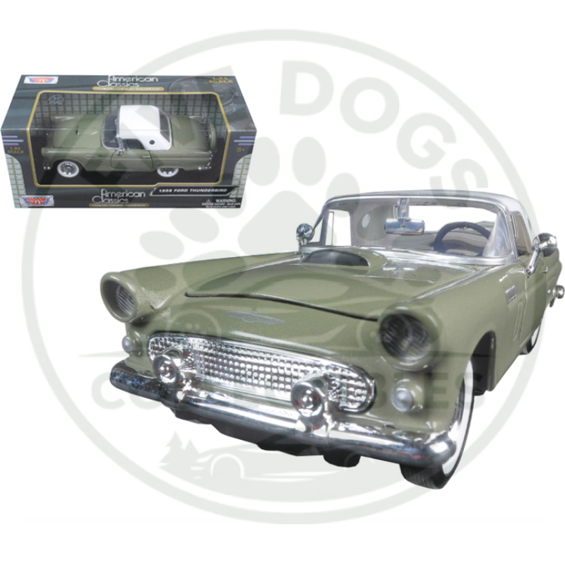 1956 ford thunderbird soft top green 1/24 diecast car model by motormax